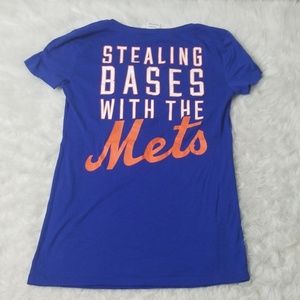 NY Mets vneck tshirt graphic tee top baseball v-neck small VS Pink!